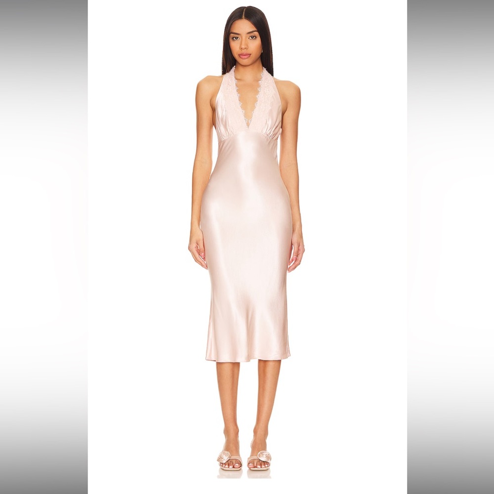 Dara midi dress in blush pink